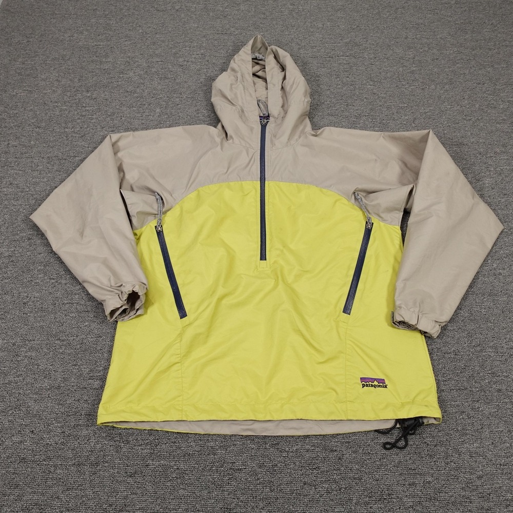 Patagonia Vintage Yellow and Tan Windbreaker Y2k, 90s Retro "Essenshell" Anorak